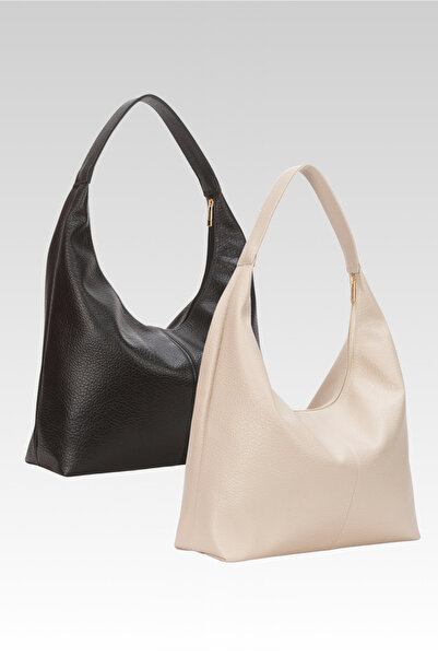 Adelina Bags Women's 2-Piece Bag Pack Casual Soft Textured Large Size Arm Shoulder and Tote Bag