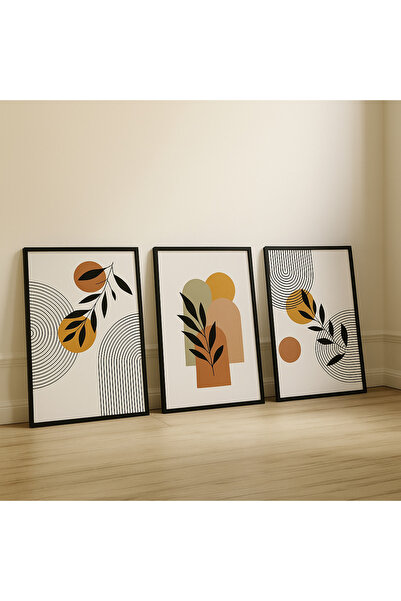 NT Handmade Laminated Framed Pvc Protected 3-Piece Abstract Patterned Decorative Uv Printing Mdf Wall Painting Set