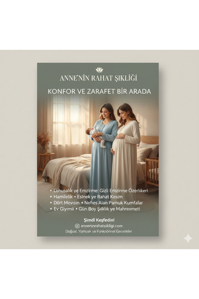 5.MEVSİM Long Sleeve Plain Mother's Nightgown