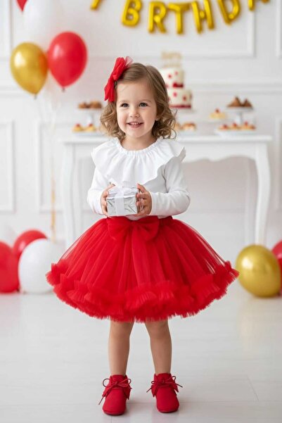 punicha Girl's Red Lined Tutu Skirt