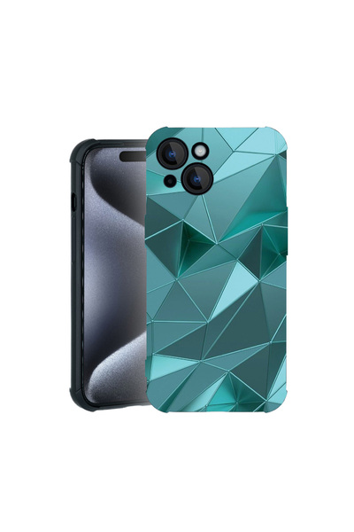 bestcase Carcasă Pro Shock pentru Apple iPhone 15, cu design mozaic verde, 31...