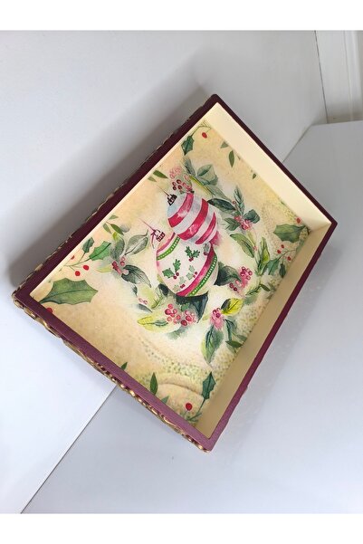 IremTasarimAtolyesi Christmas Tray Epoxy Serving Tray with Stand