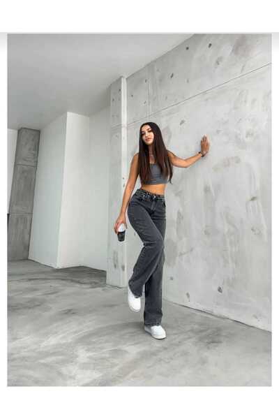 Semesia Vintage Black Washed Baggy Jeans Pants