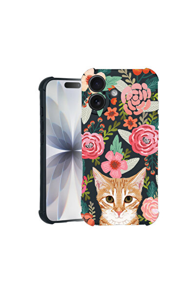 bestcase Carcasă Pro Shock pentru Apple iPhone 16, cu design Pisică și Flori,...