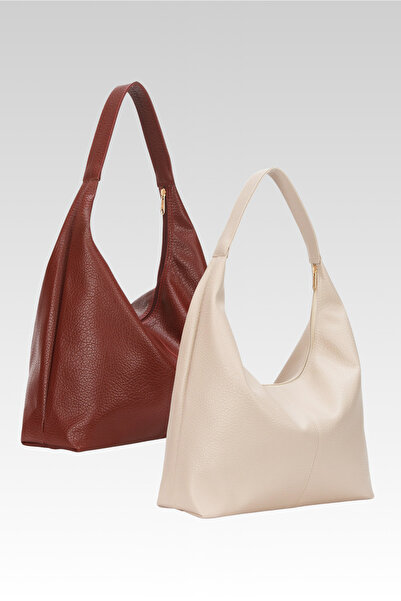 Adelina Bags Women's 2-Piece Bag Pack Casual Soft Textured Large Size Arm Shoulder and Tote Bag