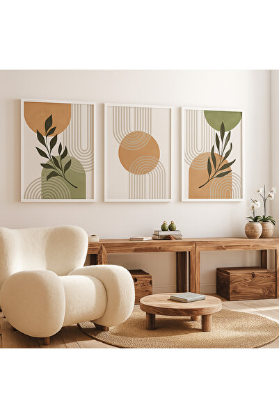 NT Handmade Laminated Framed Pvc Protected 3-Piece Abstract Patterned Decorative Uv Printing Mdf Wall Painting Set