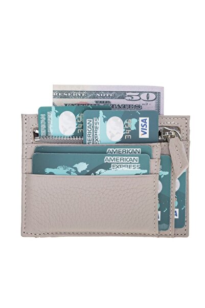 AbbasShop Zip Leather Zippered Card Holder Zpch Erc3 Beige