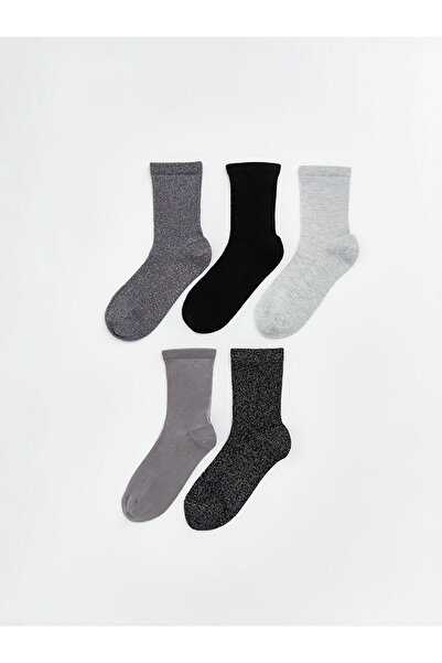 LC Waikiki Gray Women's Plain Socks 5-Piece Set