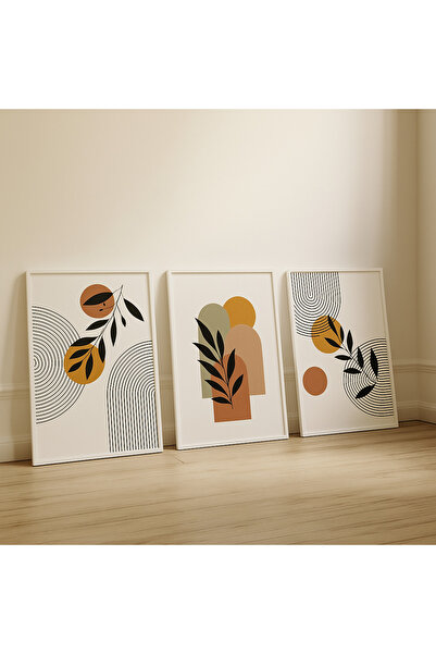 NT Handmade Laminated Framed Pvc Protected 3-Piece Abstract Patterned Decorative Uv Printing Mdf Wall Painting Set