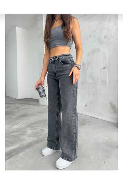 Semesia Vintage Black Washed Baggy Jeans Pants