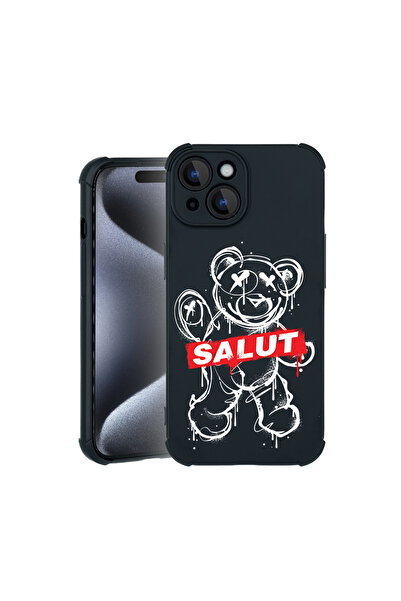 bestcase Carcasă Pro Shock pentru Apple iPhone 15, cu design Teddy Bear Salut...