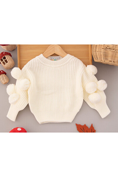 kokosh _ kidss burcu sapmaz Girl's pom-pom knit sweater and fuchsia tutu set.