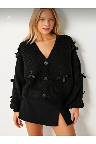 Store Elchee kadın fiyonklu yumoş basic triko hırka