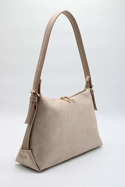 LASSO Women's Suede Beige Adjustable Hand Strap Hand, Arm and Shoulder Bag