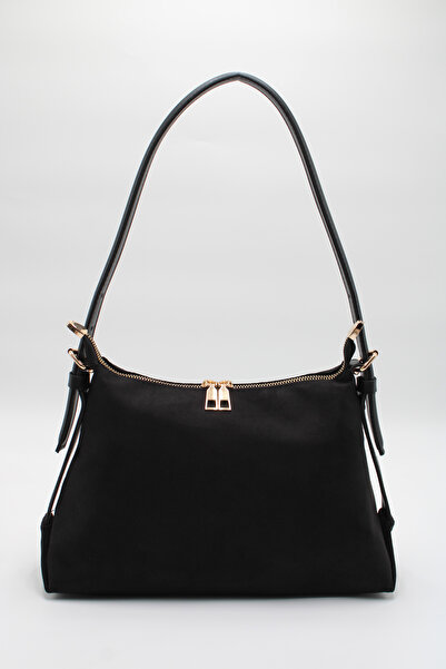 LASSO Women's Suede Black Adjustable Hand Strap Hand, Arm and Shoulder Bag