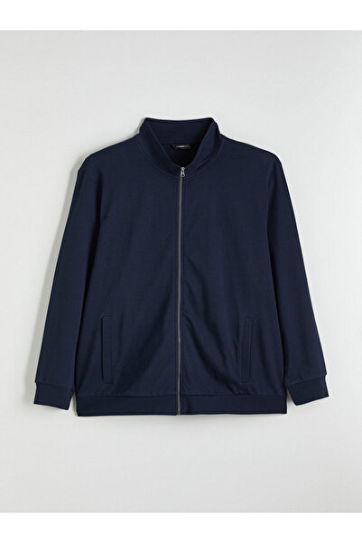 LC Waikiki Mg trenden navy blue Mock Neck men's zippered sweatshirt