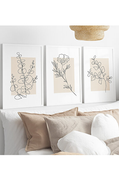 NT Handmade Laminated Framed Pvc Protected 3-Piece Abstract Floral Pattern Decorative Uv Printing Mdf Wall Painting Set