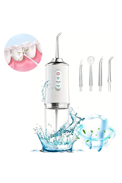 easyCTRL Irigator Oral Profesional, Dus Bucal Portabil, 4 Capete, 3 Moduri Cu...