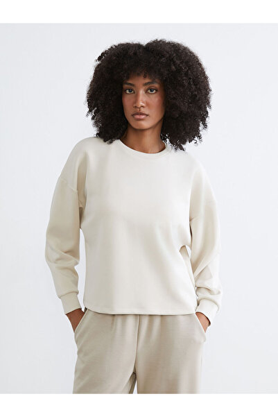 LC Waikiki Beige Crew Neck Soft Touch Women's Sweatshirt