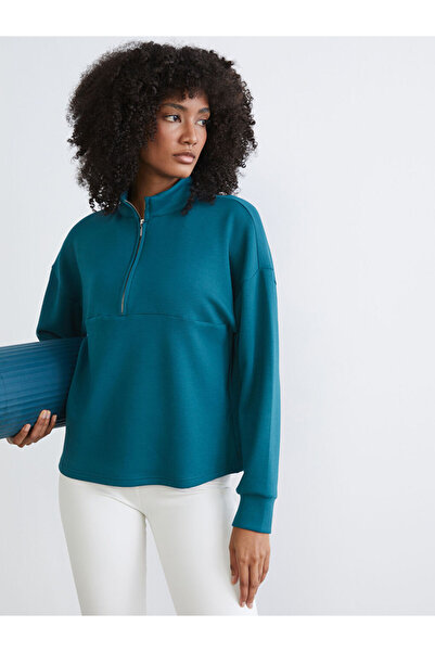 LC Waikiki Γυναικείο φούτερ KOOR SPORTPetrol ψηλός λαιμός