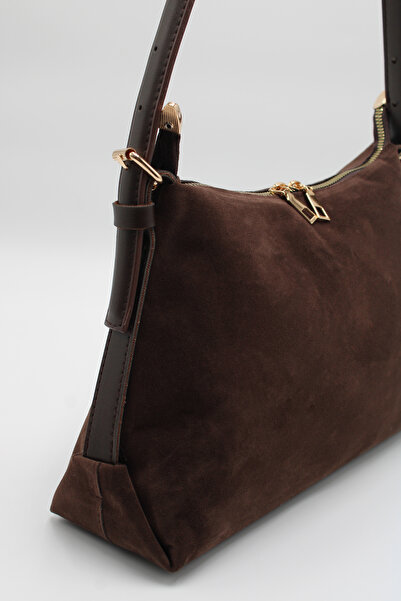 LASSO Women's Suede Brown Adjustable Hand Strap Hand, Arm and Shoulder Bag