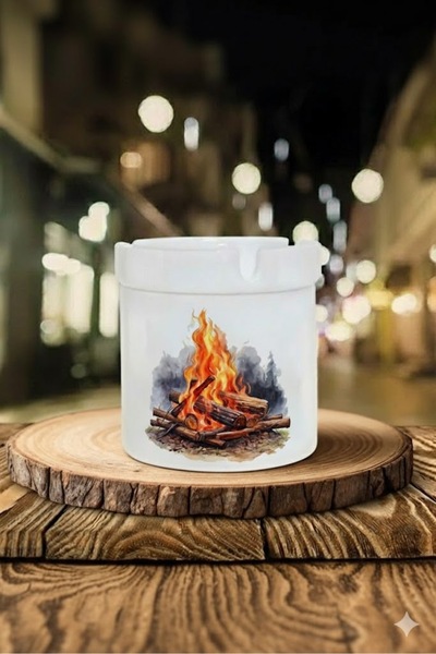 sartre art Scrumieră din porțelan cu design  "Foc de tabără ", fără miros, pe...