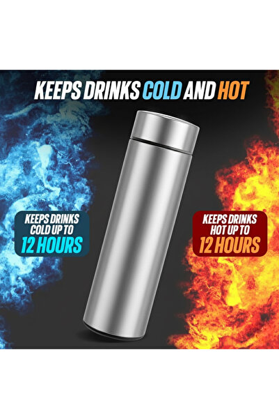 easyCTRL Smart Thermos with LED Temperature Display, Infuser, 500ml, Stainless Steel, Silver, easyCTRL®