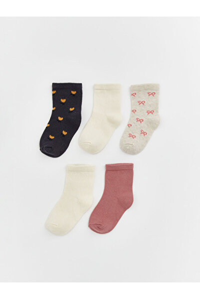 LC Waikiki Quality Pieces from Çelebi Store Embroidered Baby Girl Socks 5-Pie...