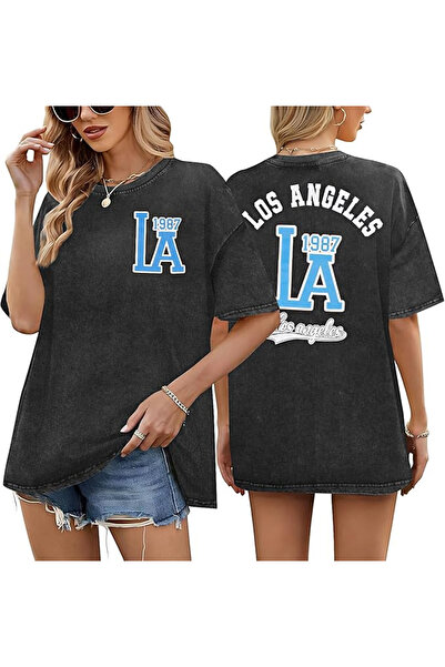 OEM Women's summer T-shirt, gray with print 2XL