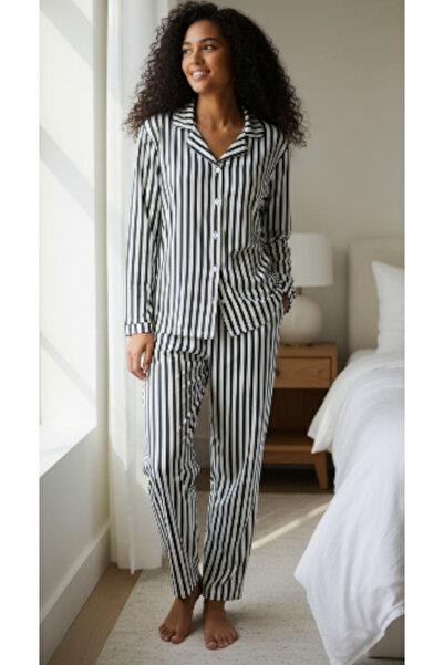 Star Fashion Women's pajamas with buttons, for winter, 100% microfiber, cheerful print