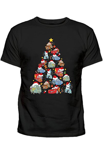 Efendioğlu Design arabalardan ışıklı mcqueen yılbaşı ağacı baskılı pamuklu ye...