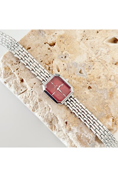 Vesce Atelier Ponctuel Silver Watch Burgundy