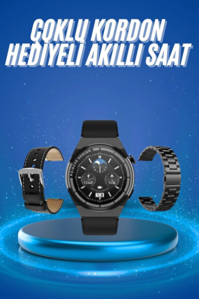 Mey İthalat® Çoklu Kordon Hediyeli Akıllı Saat Çağrı Cevaplama Müzik Dinleme Dokunmatik Ekran