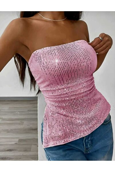 guawwi Payetli straplez bluz