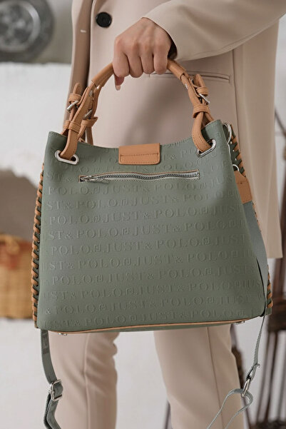 POLO CLUB Women's Black Knitted Detailed 4-Compartment Shoulder Bag and Handbag (27X31 cm)