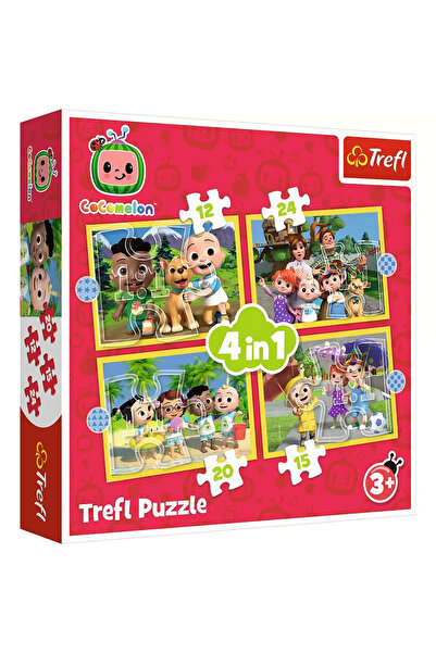 Trefl Trefl 4 in 1 Cocomelon Puzzle, Family Presentation, 12/15/20/24 pieces