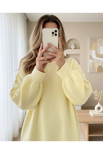 MissRunin Round Neck Sleeve Knit Detailed Sweater