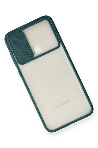 HarmonyAura Samsung Galaxy A11 Case Palm Frosted Camera Sliding Silicone - Green