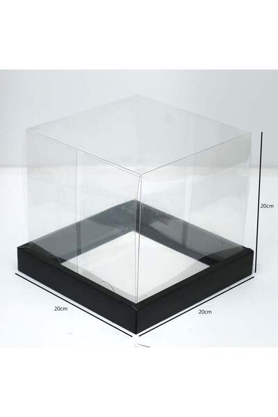 Generic 12 pieces of transparent gift boxes with a base, 20*20*20 cm, black c...