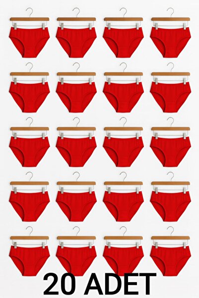 enmodaiçgiyim 20 штук червоних бавовняних базових жіночих бікіні-трусиків на щодень – нормальна талія, не залишають слідів, м'які, еластичні, зручні