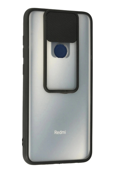 HarmonyAura Xiaomi redmi note 9 case palm frosted camera sliding silicone - black