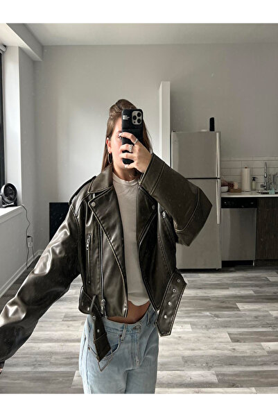 derrymore Oversized Black Biker Leather Jacket