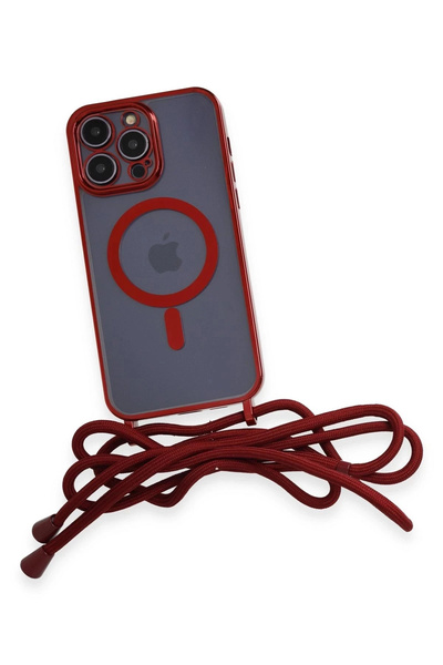 HarmonyAura iPhone 13 Pro Case Divo Laser Strap Magsafe Cover - Red