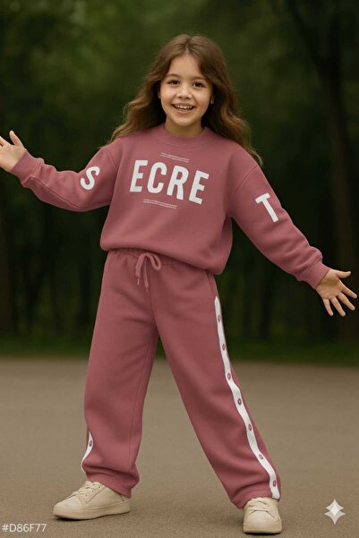 ELONKİDS Snap Fastener Girls' Suit 4-14 Years Old