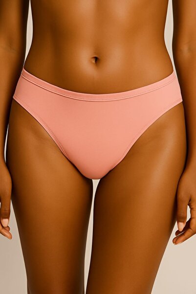 enmodaiçgiyim 15 Pieces Salmon Pink Cotton Basic Daily Women's Bikini Panties – Regular Waist, Non-Marking, Soft, Stretchy