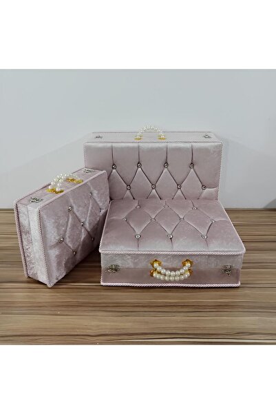 Sandık Dünyası Dowry Chest Bag Suitcase Bride Groom Bundle Chest 3-Piece 1407