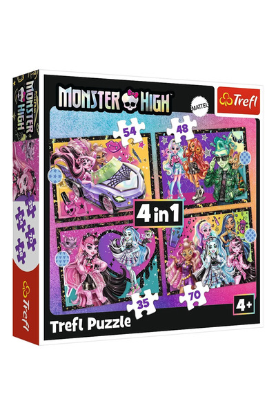 Trefl Puzzle pentru copii Trefl 4 in 1 - O zi electrizanta la Monster High