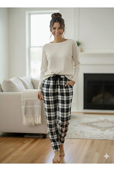 FRESCO SCARFS Velvet Textured Patterned Women's Pajama Bottoms