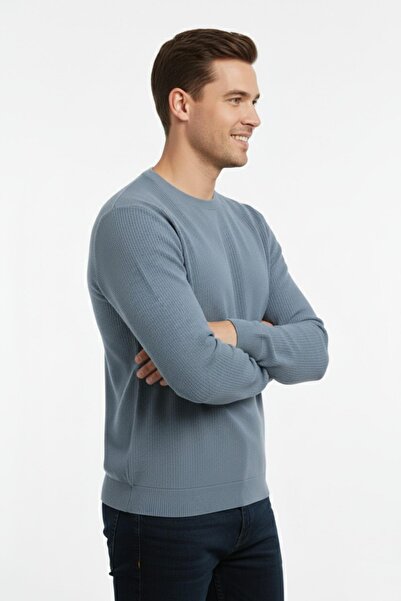 DYNAMO Men's Crew Neck Sweater Honeycomb Knit Classic Pattern 7002 Bgl-St04928