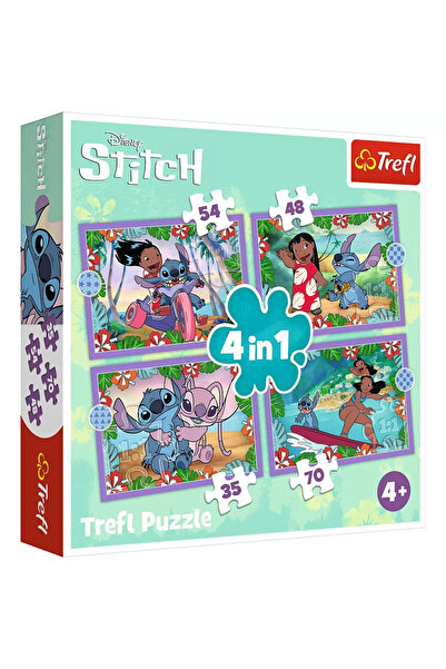 Trefl Пъзел 4 в 1 Stitch - Ziua Fermecata,